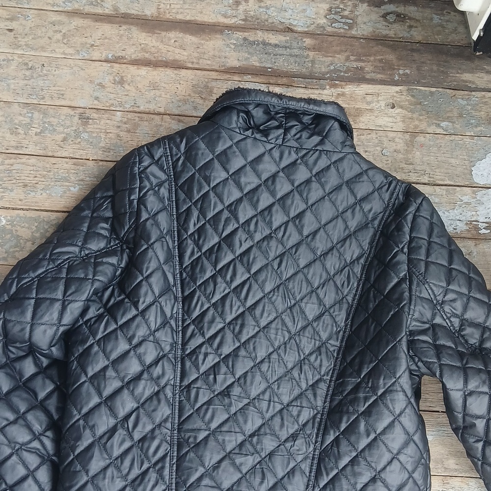 GUC Ashley Stewart Quilted Fleece Lined Black Jacket Size 14/16 - Picture 6 of 7